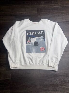 Coca Cola Men Sweatshirt  White Always Cool Polar Bear Graphic Print